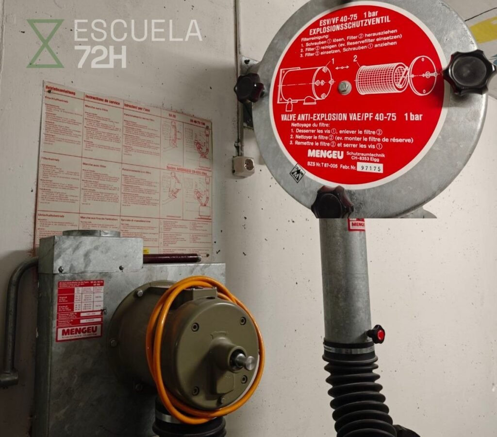 Válvulas de sobrepresión de un búnker suizo