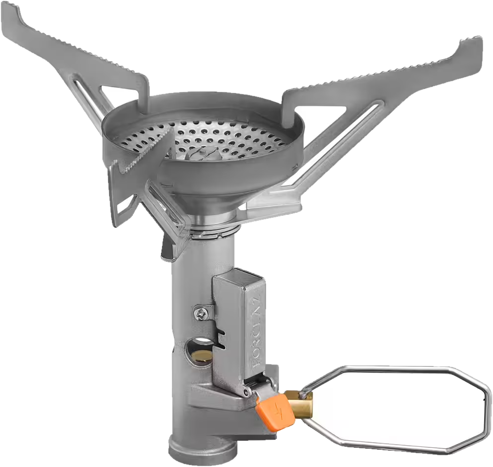 Hornillo de gas Forclaz Trek500 de aluminio, con encendido piezo naranja