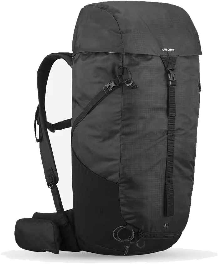 Mochila Quechua MH100 de 35 litros, gris carbón