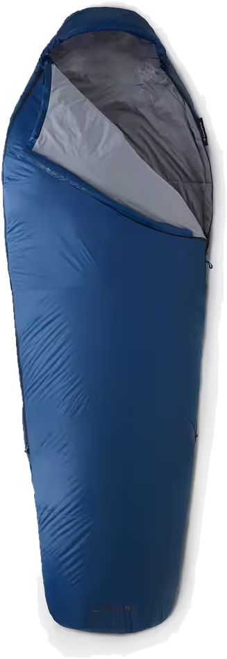 Saco de dormir tipo momia MT500 de 15 grados, azul marino con forro gris