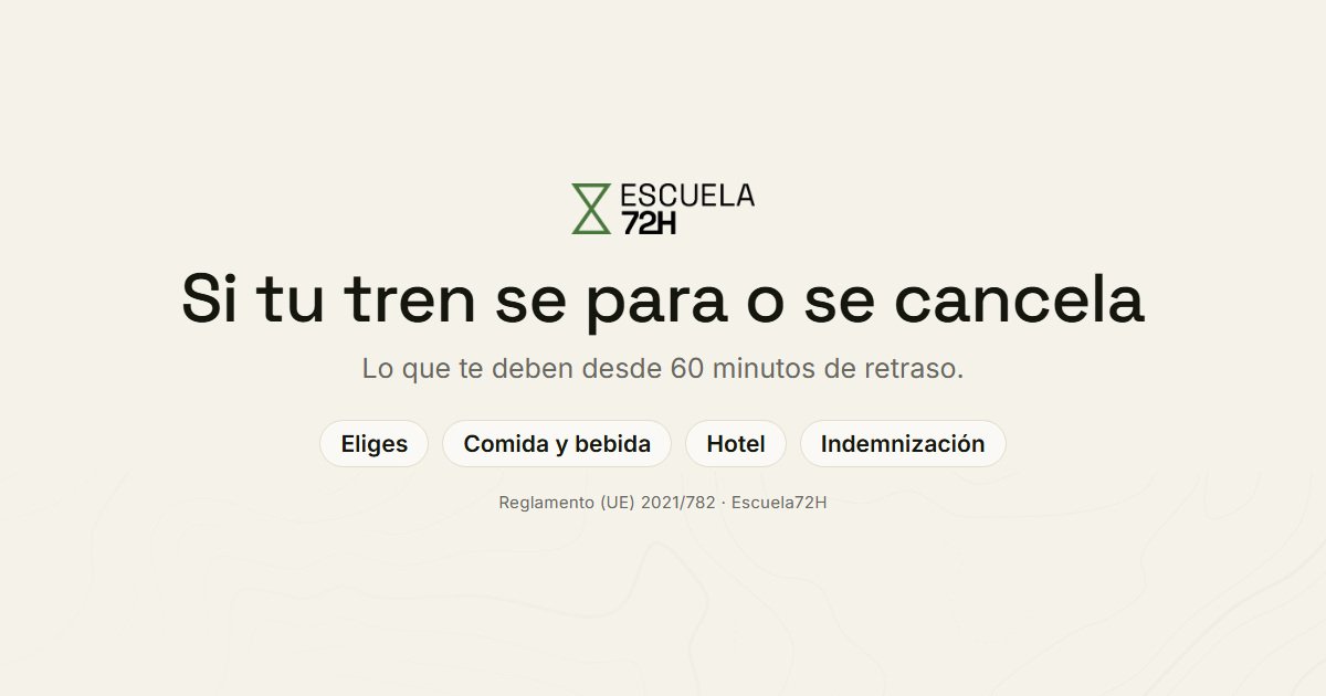Tarjeta de Escuela72H: si tu tren se para o se cancela, desde 60 minutos de retraso tienes derechos según el Reglamento (UE) 2021/782